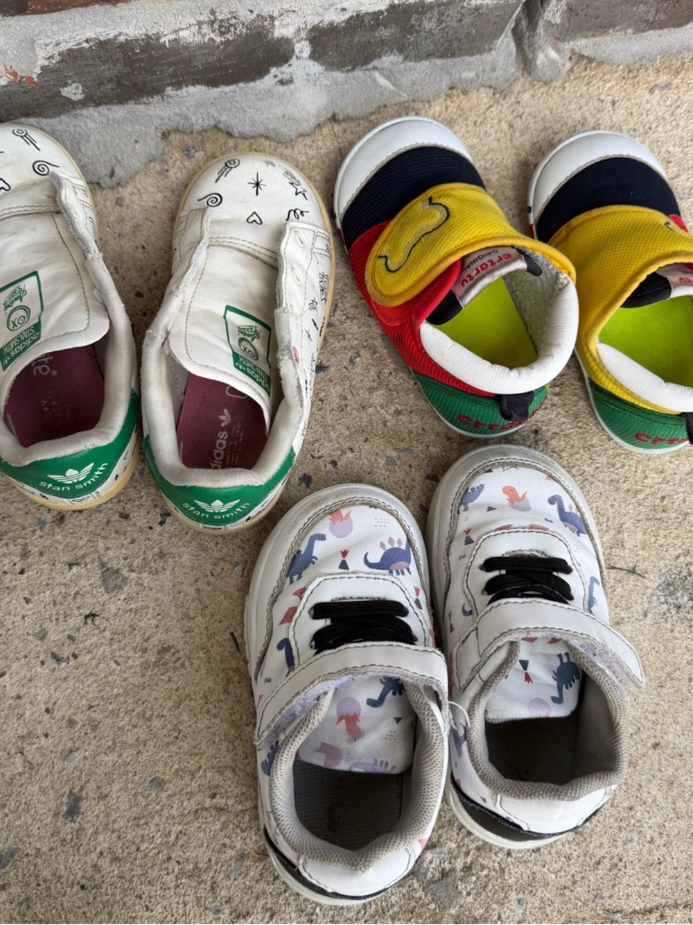 adidas Kids White Sneakers with Green Accents